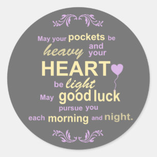 Zeitgenössische Typografie-irischer Segen im Grau Runder Aufkleber