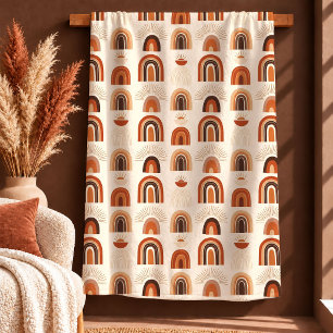 Zeitgenössische verbrannte Orange Kupfer Boho Kuns Fleecedecke