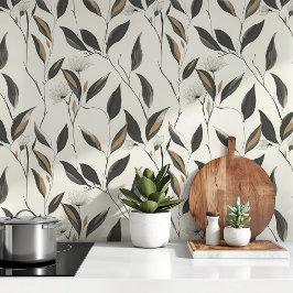 Zeitgenössische Wallpaper floral Charm Black & Bei Tapete