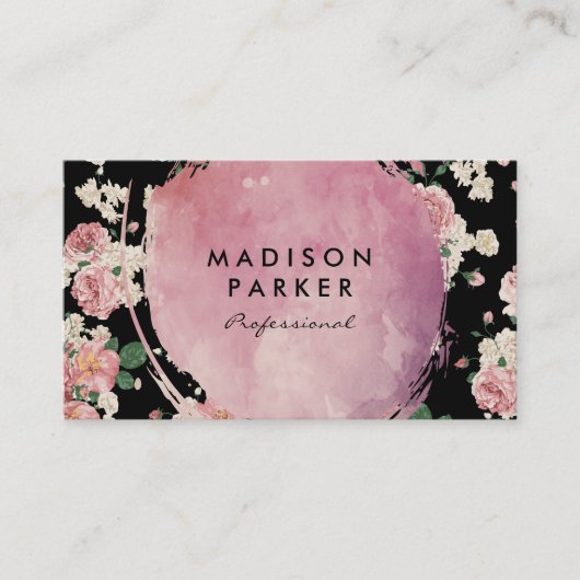 Zeitgenössische Wasserfarbe Elegante Vintage Blume Visitenkarte (Vorderseite)