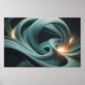 Zeitgenössische Wavy Shapes Seaform, Blau, Grau Poster (Vorne)