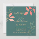 Zeitgenössische WEDD ANNIVERSARY Coral Turquoise Einladung (Vorderseite)