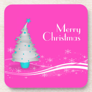 Zeitgenössische Weihnachten in Rosa/Weiß Untersetzer