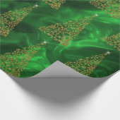 Zeitgenössische Weihnachtsbäume auf Grün Geschenkpapier (Ecke)