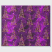 Zeitgenössische Weihnachtsbaumen auf Lila Geschenkpapier (Flach)