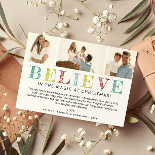 Zeitgenössische Weihnachtsfotografie "BELIEVE" Feiertagskarte