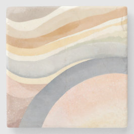 Zeitgenössische Wellen | Neutrale moderne Wasserfa Steinuntersetzer