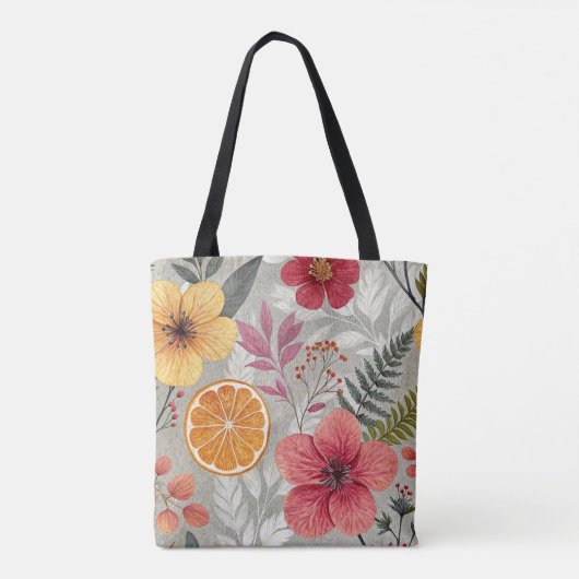 "Zeitgenössische wiederverwendbare florale Beutel" Tasche (Rückseite)