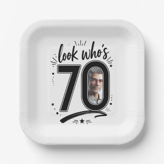 Zeitgenössischer Bilderrahmen zum 70. Geburtstag Pappteller (Vorderseite)