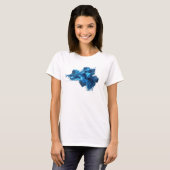 Zeitgenössischer blauer abstrakter Würfel-Kunstdru T-Shirt (Vorne ganz)