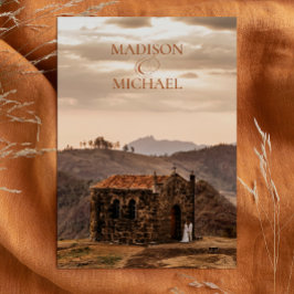 Zeitgenössischer Chic Boho Terracotta Foto Wedding Einladung