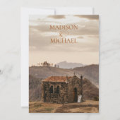 Zeitgenössischer Chic Boho Terracotta Foto Wedding Einladung (Rückseite)