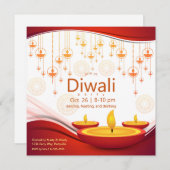 Zeitgenössischer Diwali Hanging Diyas Einladung (Vorne/Hinten)