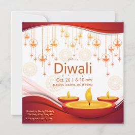 Zeitgenössischer Diwali Hanging Diyas Einladung