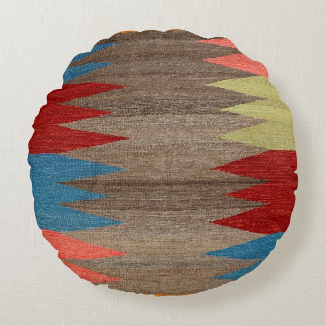 Zeitgenössischer dunkelgrauer Streifen  Rundes Kissen (Vorderseite)