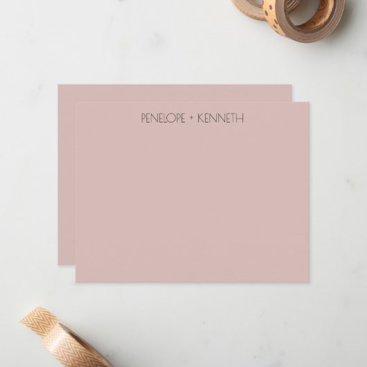 Zeitgenössischer Dusty Blush Minimalistisch Mitteilungskarte (Vorderseite/Rückseite Beispiel)