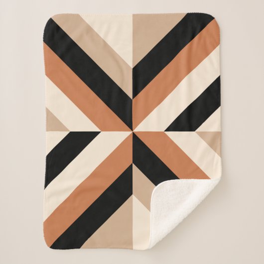 Zeitgenössischer geometrischer Farbblock braun Sherpadecke (Vorderseite)