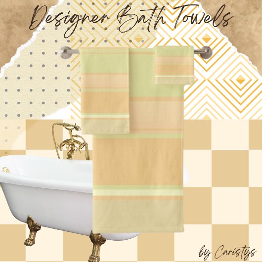 Zeitgenössischer gestreifter Pfirsich, Creme, leic Badhandtuch Set