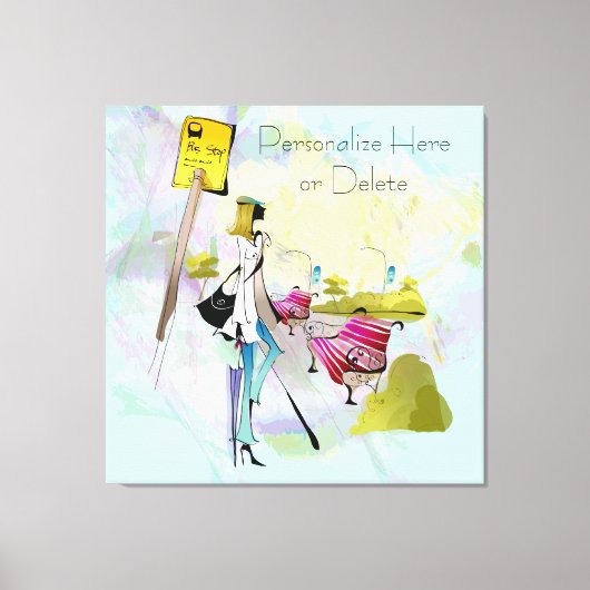 Zeitgenössischer Girl Bus Stopp gestoppte Canvas P Leinwanddruck (Vorderseite)