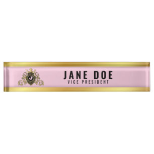 Zeitgenössischer Gold- und Pink-Namensschild für s Namensplakette