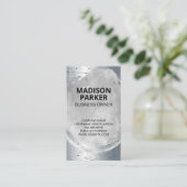 Zeitgenössischer Grau Watercolor Metallic Grunge Visitenkarte (Stehend Vorderseite)