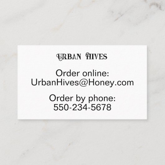 Zeitgenössischer Honigbienhalter Visitenkarte (Rückseite)