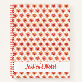 Zeitgenössischer Korallenflorname Notizblock