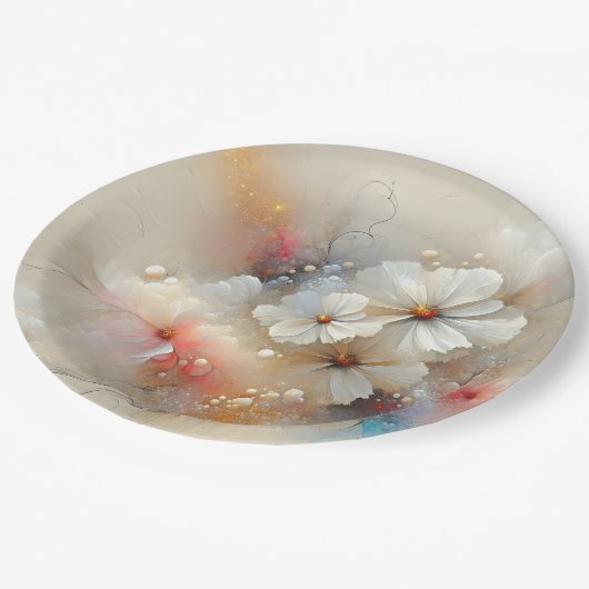 Zeitgenössischer Kosmos Abstraktes Design Pappteller (Schrägansicht)