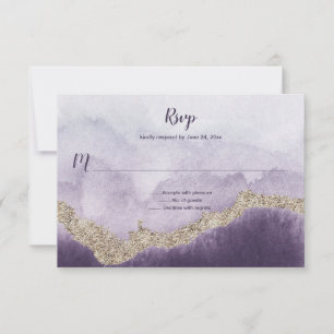 Zeitgenössischer lila Amethyst und goldene Adern   RSVP Karte