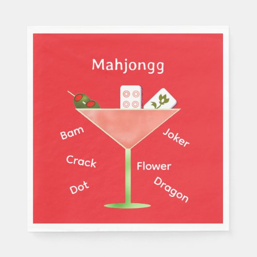 Zeitgenössischer Mahjong Martini Paper Napkin Serviette (Vorderseite)