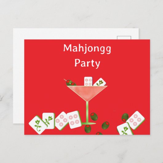 Zeitgenössischer Mahjong Party Martini Glass Postk Postkarte (Vorne/Hinten)