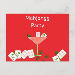 Zeitgenössischer Mahjong Party Martini Glass Postk Postkarte