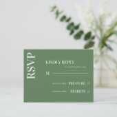Zeitgenössischer Minimalistisch Sage Green Wedding Postkarte (Stehend Vorderseite)