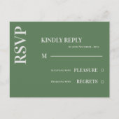 Zeitgenössischer Minimalistisch Sage Green Wedding Postkarte (Vorderseite)