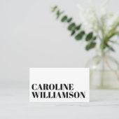 Zeitgenössischer Minimalistischer Name Schwarz-wei Visitenkarte (Stehend Vorderseite)