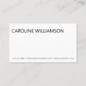 Zeitgenössischer Minimalistischer Name Schwarz-wei Visitenkarte (Rückseite)