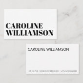 Zeitgenössischer Minimalistischer Name Schwarz-wei Visitenkarte (Vorne/Hinten)