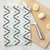 Zeitgenössischer Minzgrau Zickzack gestrichen Handtuch (Viertel Falte)