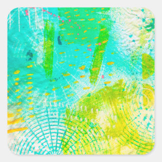 Zeitgenössischer Mixed Media Artist Impression Quadratischer Aufkleber