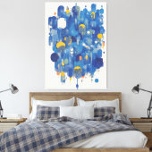 Zeitgenössischer navyblauer Gold-Wasserfarben-Farb Leinwanddruck (Insitu (Schlafzimmer))
