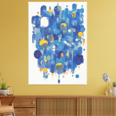 Zeitgenössischer navyblauer Gold-Wasserfarben-Farb Leinwanddruck (Insitu (Wohnzimmer))