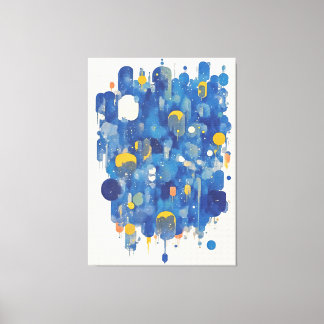 Zeitgenössischer navyblauer Gold-Wasserfarben-Farb Leinwanddruck