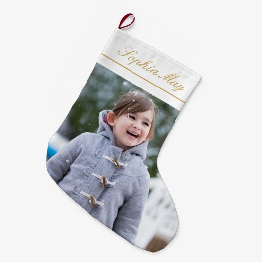 Zeitgenössischer Personalisierter Foto Weihnachten Großer Weihnachtsstrumpf (Vorderansicht (hängend))