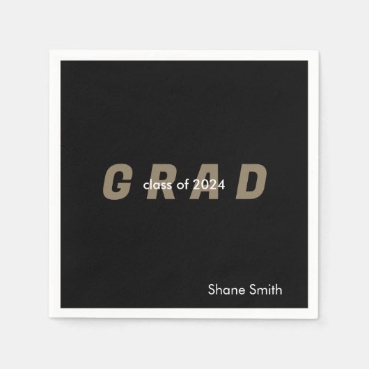 Zeitgenössischer Personalisierter Schwarzer Abschl Serviette (Vorderseite)