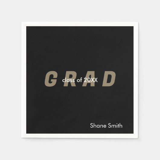 Zeitgenössischer Personalisierter Schwarzer Abschl Serviette (Vorderseite)