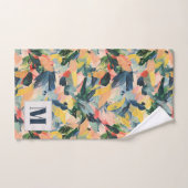 Zeitgenössischer Pfirsich und Abstrakt blauer Blüm Badhandtuch Set (Handtuch)