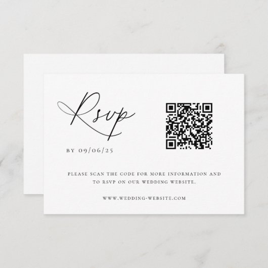 Zeitgenössischer QR-Code für Küstenchic Wedding RSVP Karte (Vorne/Hinten)