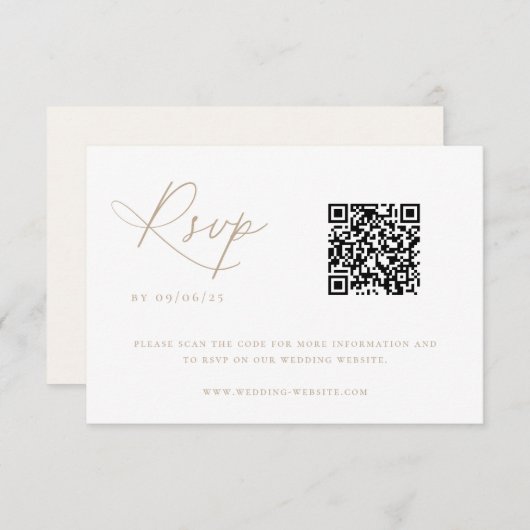 Zeitgenössischer QR-Code für Küstenchic Wedding RSVP Karte (Vorne/Hinten)