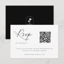 Zeitgenössischer QR-Code für Küstenchic Wedding RSVP Karte