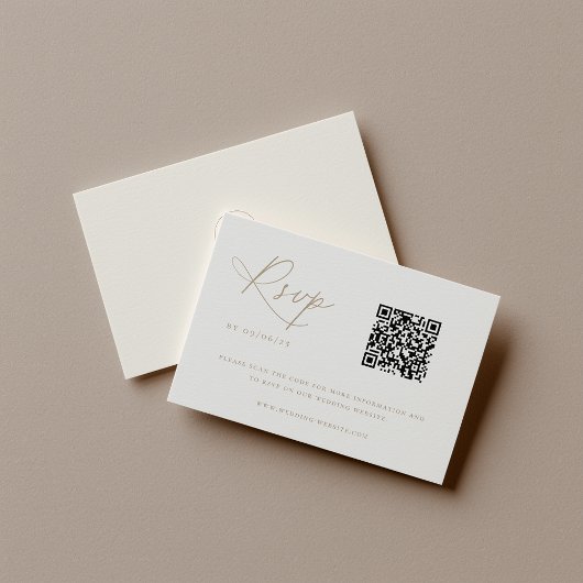 Zeitgenössischer QR-Code für Küstenchic Wedding RSVP Karte